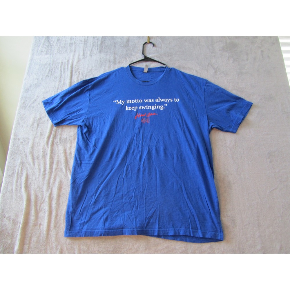 Next Level Apparel T-Shirt Mens XXL Blue‎ Hank Aaron Quote Graphic Baseball